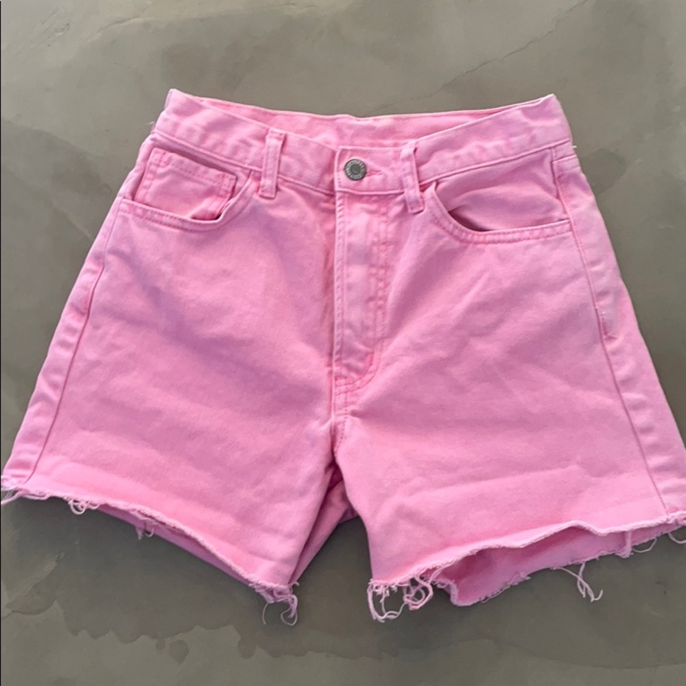 John Galt pink denim cutoff shorts Brandy Melville